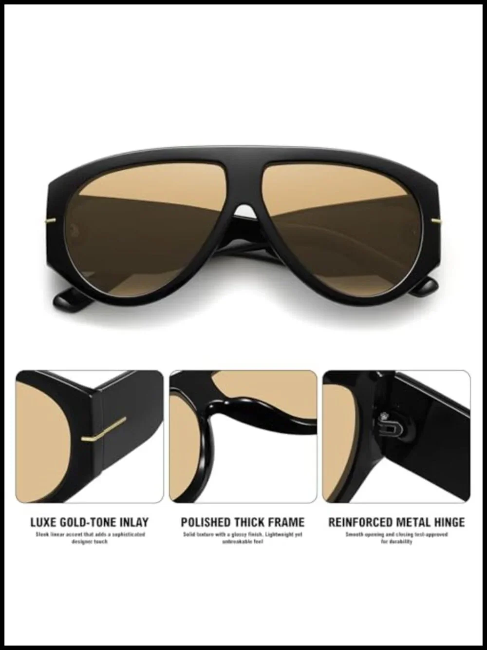 Oversized Aviator Sunglasses UV400 Retro Trendy Big Shades Driving Travel